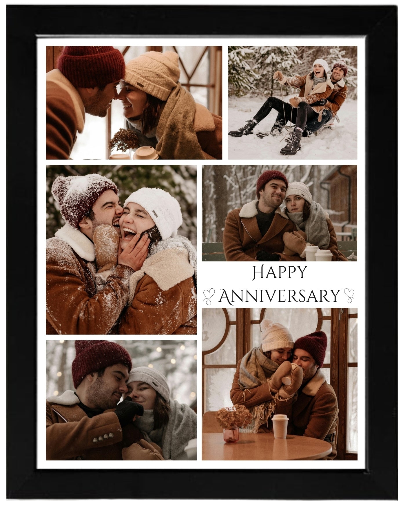 Personalized collage photo frame with 1 to 6 images and custom text – ideal for special occasions like birthdays, anniversaries, or memories.